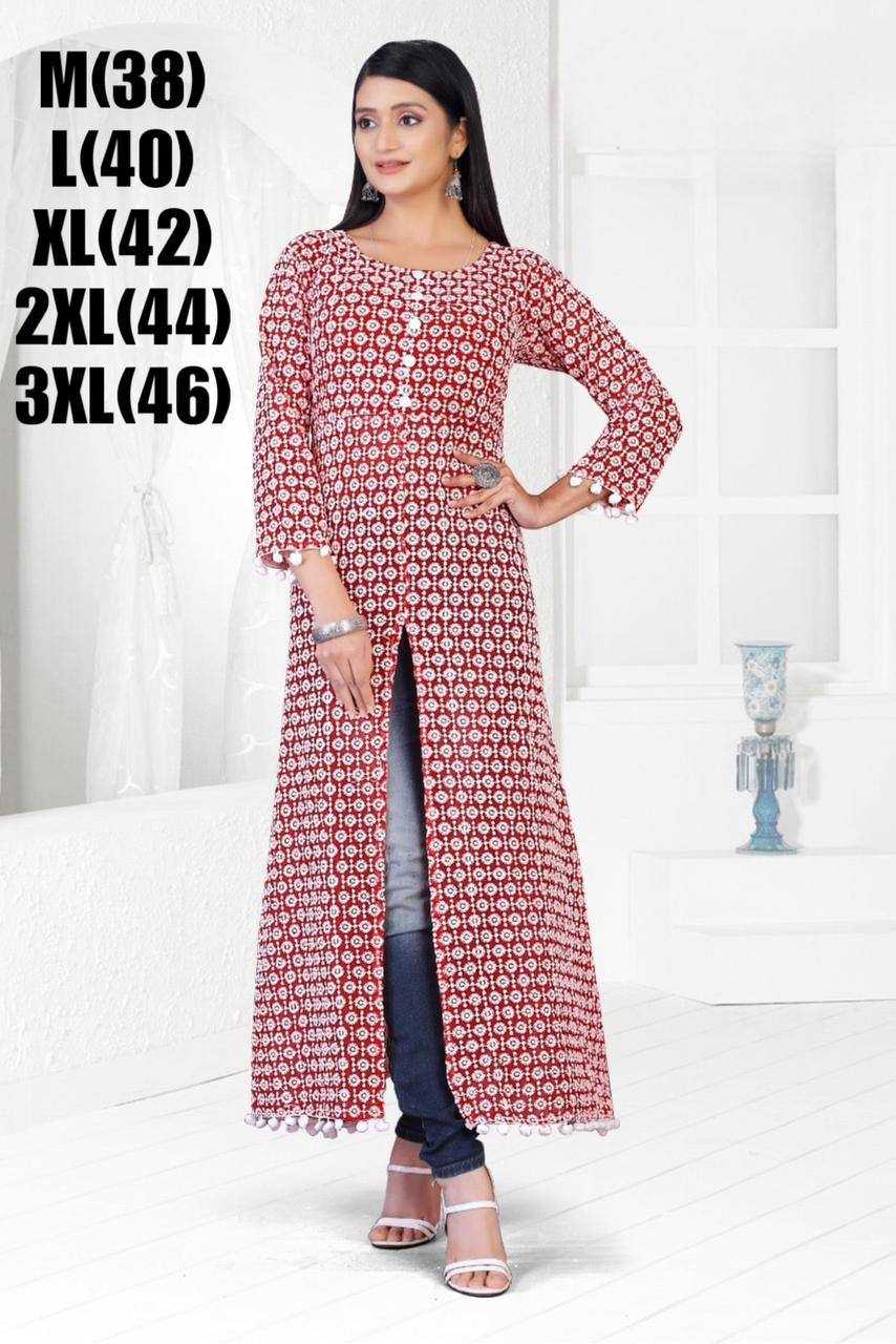 YNF FAUX GEORGETTE RPDF 1075 WHOLESALE KURTIS  MANUFACTURER